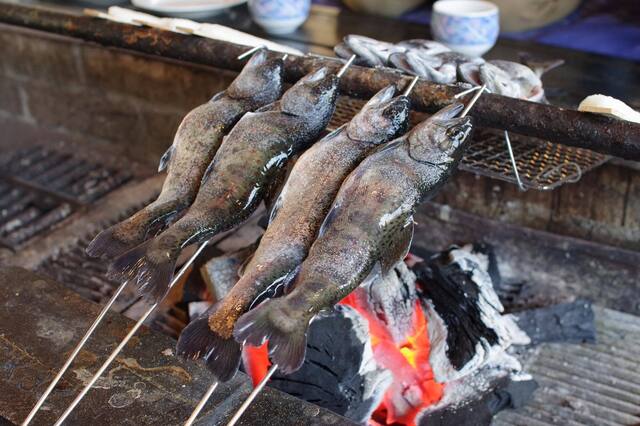 Irori Yaki Ooyanagi: Bergforelle und Mochi selbst gegrillt — 2